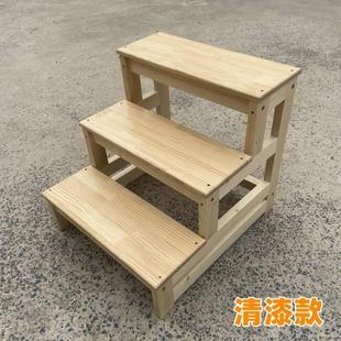 实木家用梯凳子阳台三层阶梯楼梯踏步3步台阶登高窗台4层两用脚踏