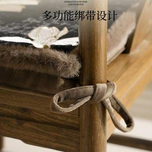 椅子坐垫茶椅实木家具冬季 木兰绣花椅垫新中式 冬天餐椅坐垫屁垫