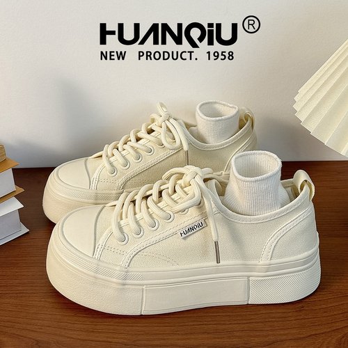 环球新品厚底帆布鞋女