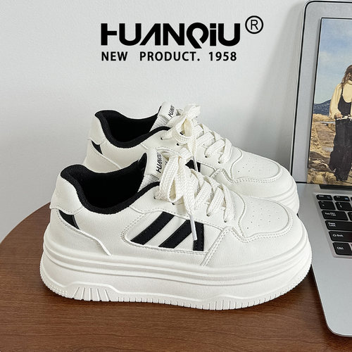 环球小众百搭校园风厚底小白鞋