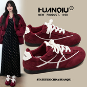 环球复古酒红德训鞋 休闲百搭学生平底校园运动板鞋 女2026春季 新款