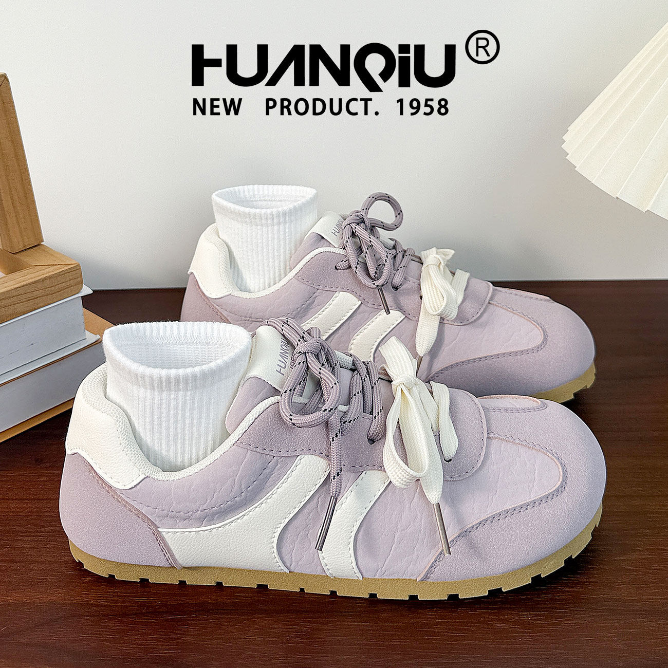 环球高级感轻便百搭紫色德训鞋