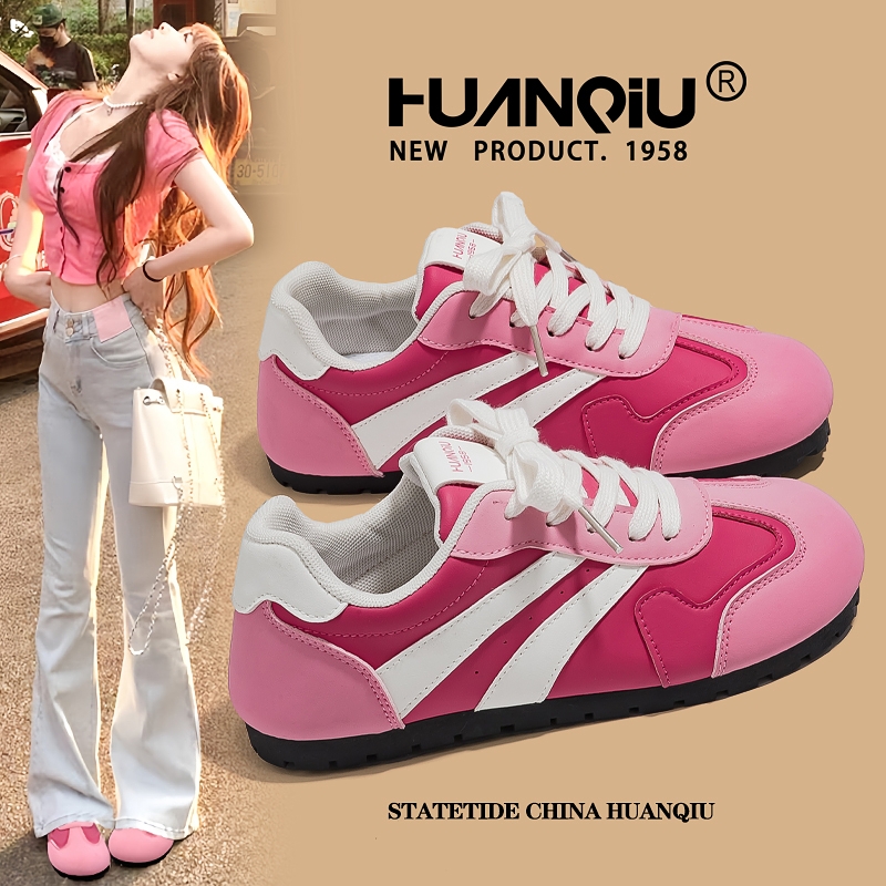 环球小众青春潮流玫红德训鞋