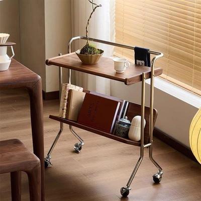 小推车式茶几中古可移动小推车沙发边几客厅复古实木茶几杂志书架