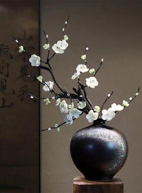 宋代美学小摆件新中式国潮插花复古陶瓷黑色花瓶客厅玄关侘寂风宋