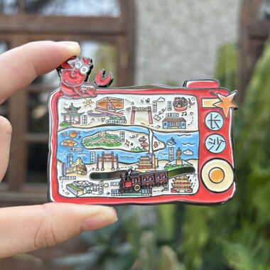 长沙相机地图金属冰箱贴小火车可滑动岳麓山橘子洲文创伴手礼纪念