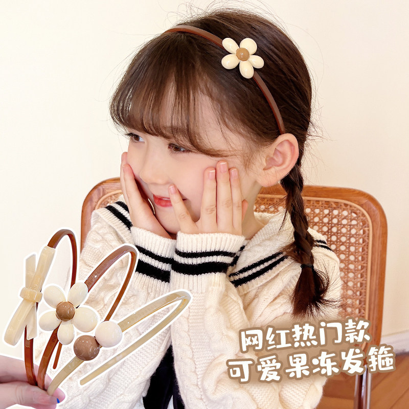 咖色儿童发箍网红新款女孩发捆韩国公主刘海碎发不勒头箍发卡头饰