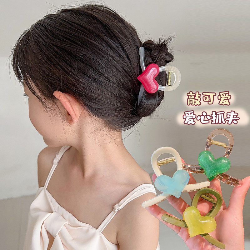宝宝后脑勺爱心鲨鱼夹盘发发夹女童头饰发卡2023新款儿童抓夹女孩