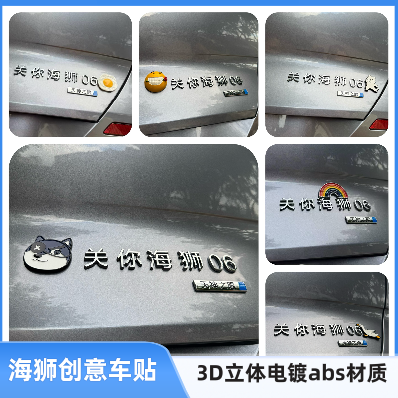 比亚迪关你海狮去码头整点海豹3D立体汉字改装饰创意汽车尾车标贴