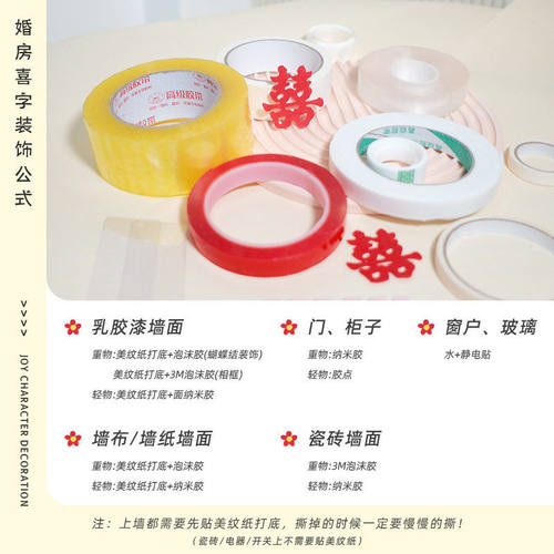 婚房布置无痕胶不伤墙美纹纸双面胶透明胶带粘度强力纳米双面胶