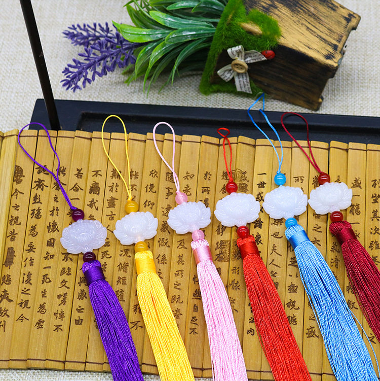 中国结流苏穗 三生三世同款 白玉莲花流苏挂件古装吊坠车挂馋饰品