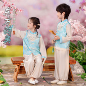 男童改良汉服中国古风儿童唐装 国学少爷春夏秋幼儿园 日常两件套装