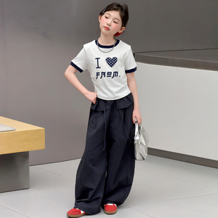 超好看女童工装裤夏装2026新款儿童潮酷穿搭女孩大童薄款裤子套装