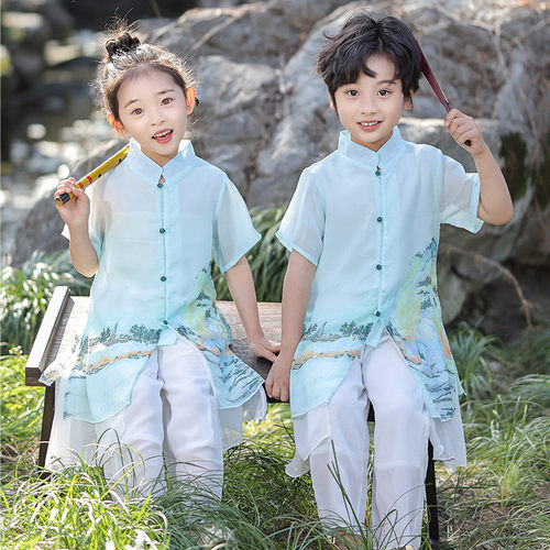 汉服男童夏季中国风帅气套装2024新款儿童六一古装幼儿园演出服潮