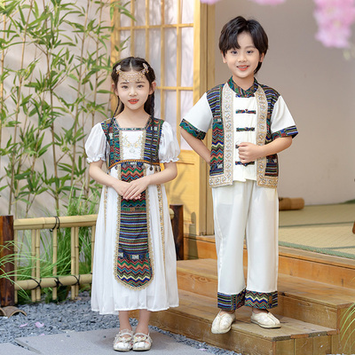 儿童演出服男女童少数民族服装异域风情苗疆服饰幼儿园新疆大合唱