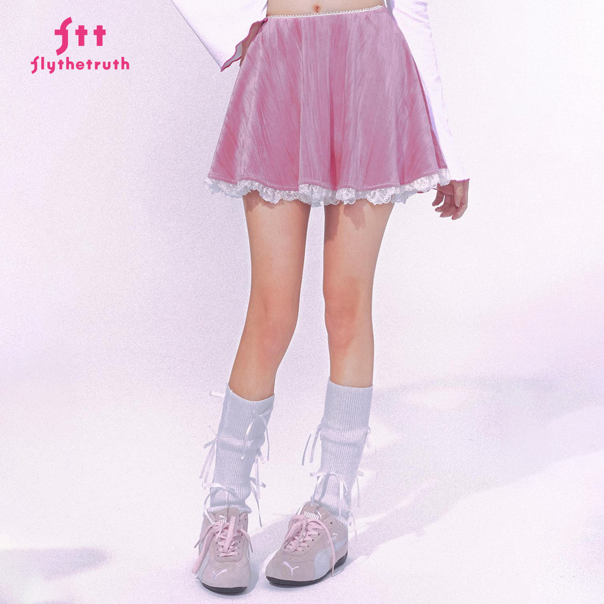 花蕾天鹅湖复古植绒蕾丝半身裙女