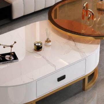 烤漆茶几客厅家用新款圆茶桌轻奢现代简约小户型网红高端岩板茶几