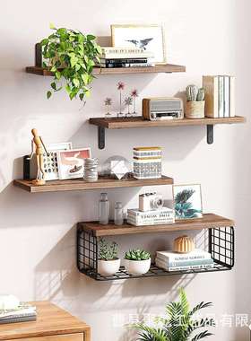 境壁挂式浮动木制悬浮收纳架厨房浴室浮动隔板壁挂式浴室收纳架