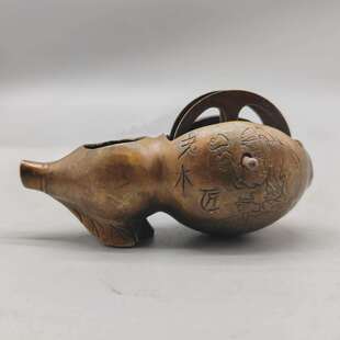 古玩仿古老式龙纹墨斗摆件复古纯铜仿民国真品古董墨斗收藏工艺品