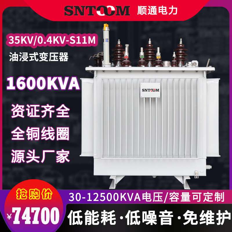 S11M大型工业油浸式电力配电变压器250高压35kv315400全铜1600kva