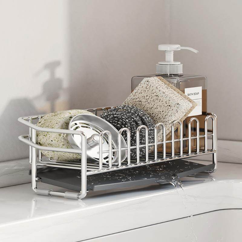 304不锈钢放抹布窄款沥水架厨房水槽超窄台面收纳海绵置物架小号