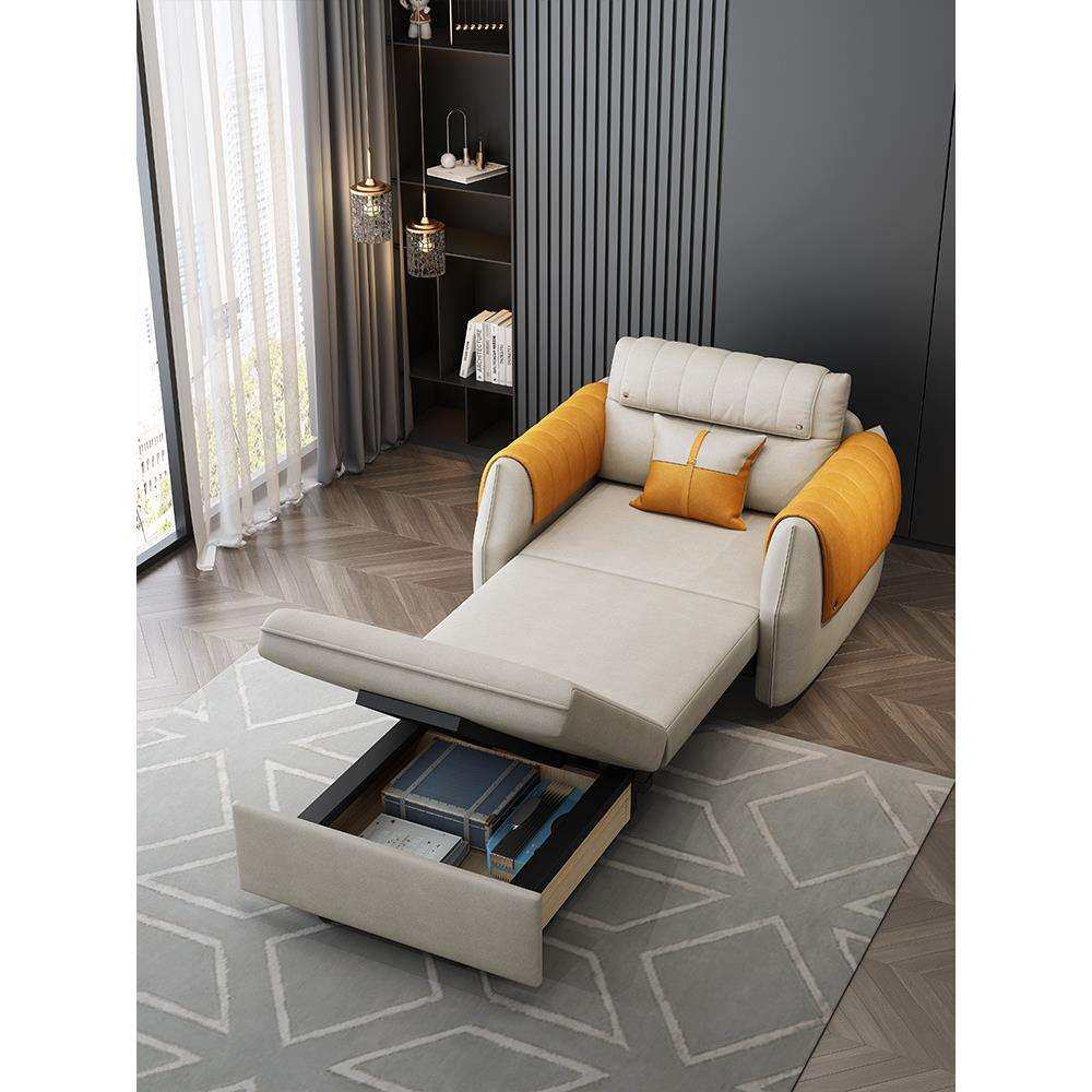 沙发床折叠两用客厅阳台多功能小户型单人位可伸缩带储物款