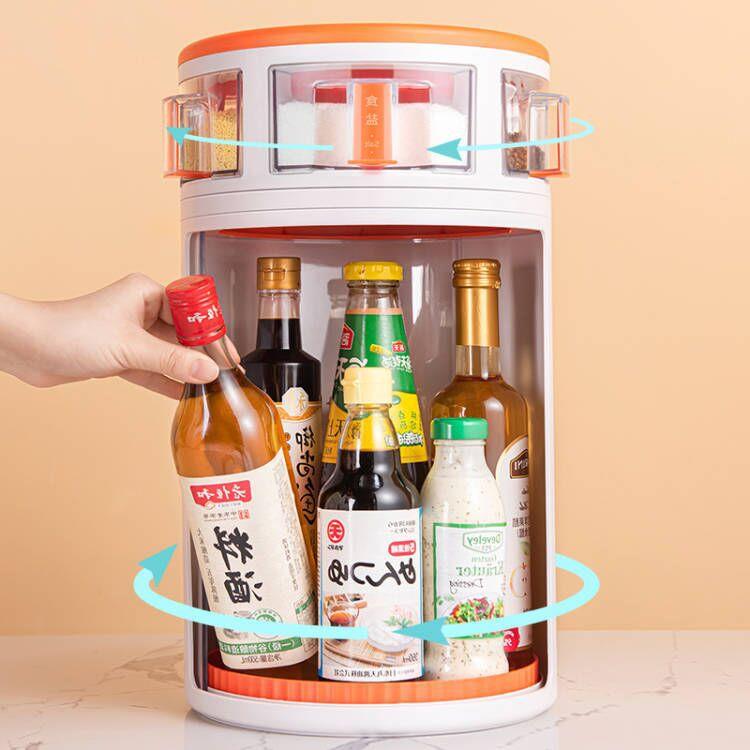 旋转调味料置物架厨房油盐酱油醋架子多功能台面调料品收纳盒