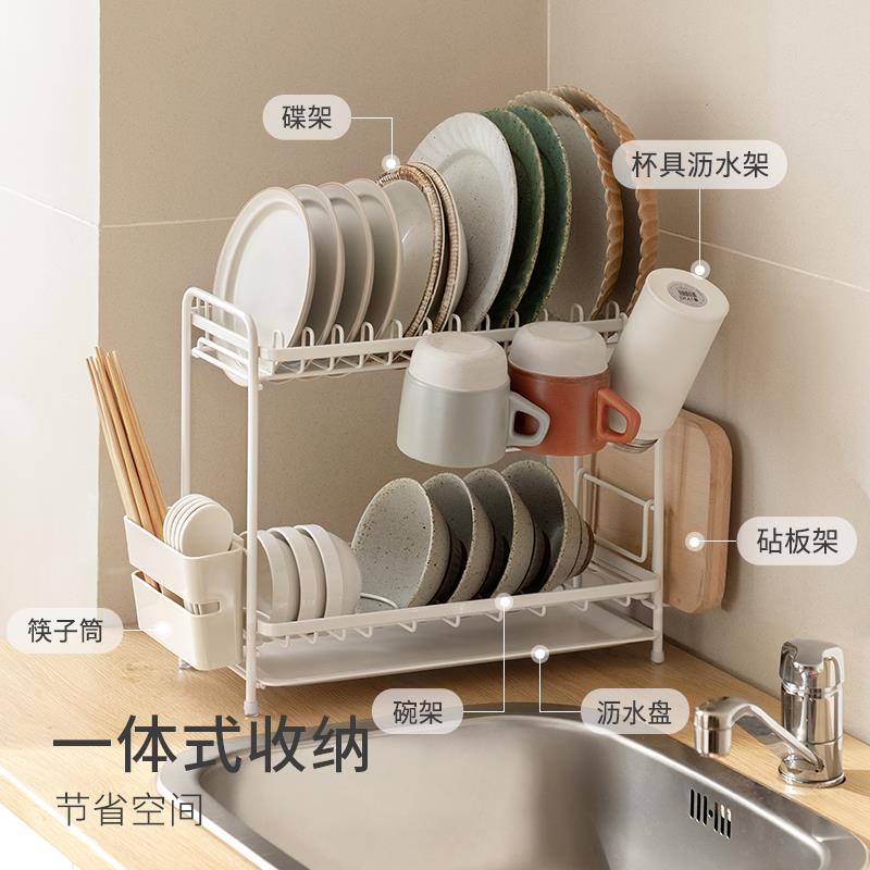 懒角落厨房置物架家用多功能沥水架台面放碗筷收纳盒碗碟收纳架子