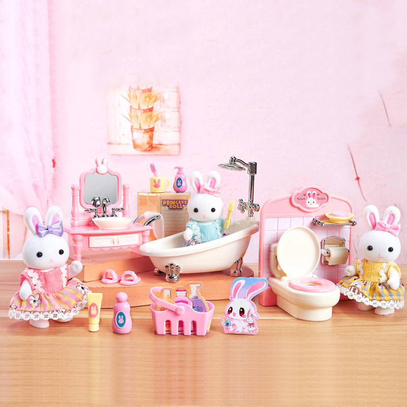 儿童过家家玩具宝宝威尼兔子卧室家具家居小浴室浴缸女孩六一礼物