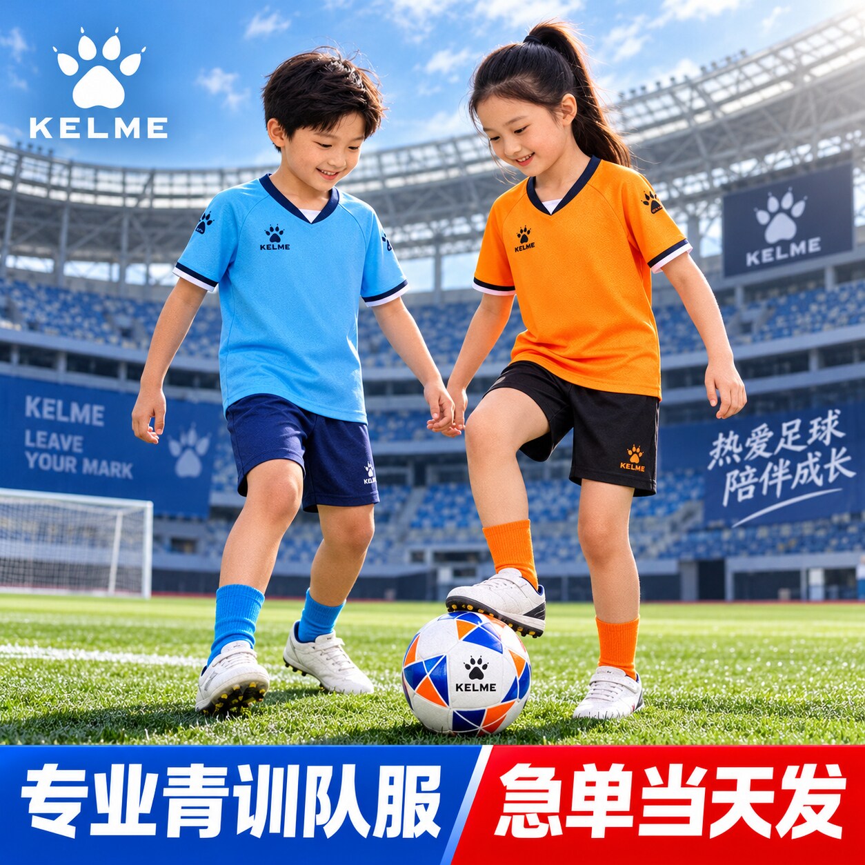KELME卡尔美儿童足球服队服小学生球衣定制男童队服训练服套装