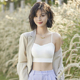 曼娜莎无痕内搭打底外穿美背固定杯简约短款 无钢圈网红女吊带背心