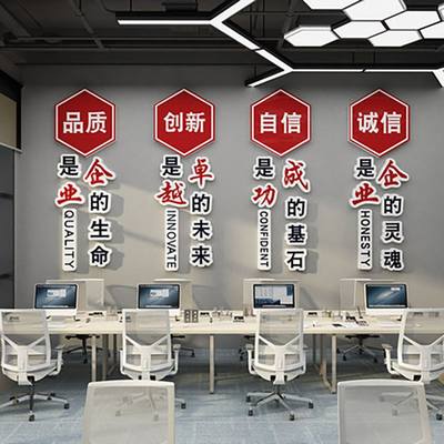 企业文化办公室墙面装饰公司团队激励志标语墙贴会议形象背景布置