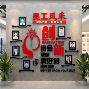 饰会议企业文化励志标语 公司团队员工风采展示照片墙办公室墙面装