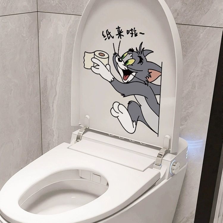 贴纸墙贴防水猫和老鼠厕所马桶马桶盖贴画个性装饰浴室卫生间图片