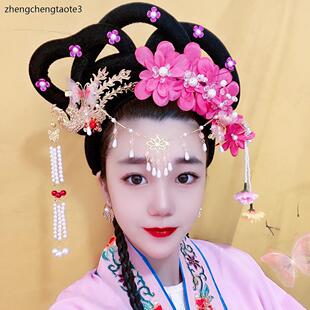 古装假发仙女头饰古代小姐戏曲头饰越剧花旦头套黄梅戏假发头饰