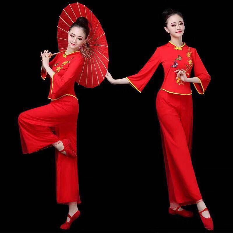 民族舞蹈服装女中老年扇