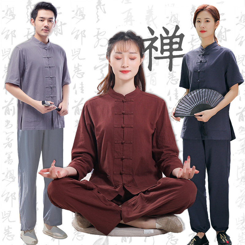 夏季棉麻居士服女佛系普