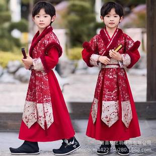 儿童汉服男童冬款古装冬季加厚明制男孩侠客唐装古风套装男演出服