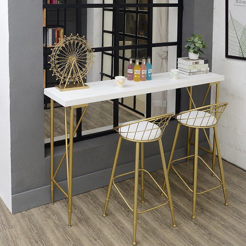 北欧咖啡厅实木吧台桌酒吧酒店靠墙高脚桌椅组合家用长条吧椅直销