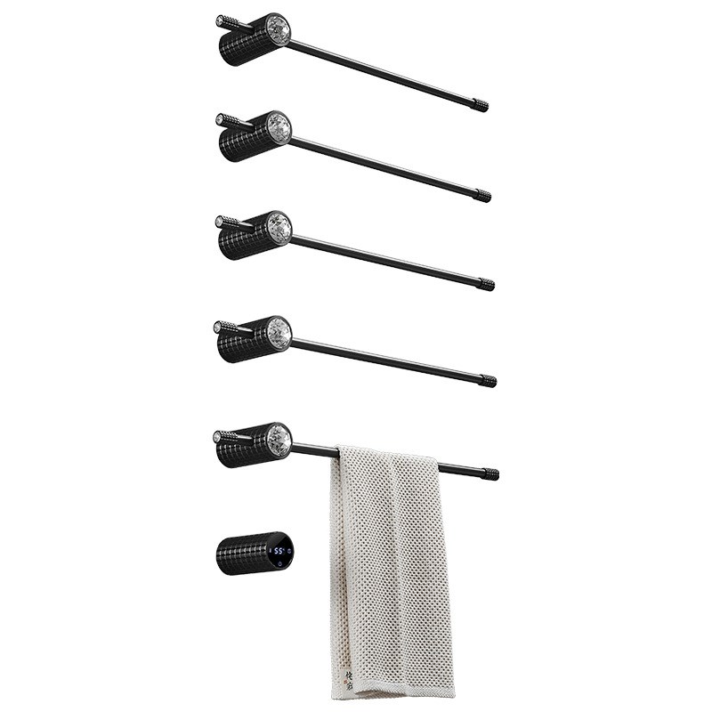 暗装电热毛巾架 智能电加热预埋线毛巾杆嵌入式碳纤维浴巾架金色