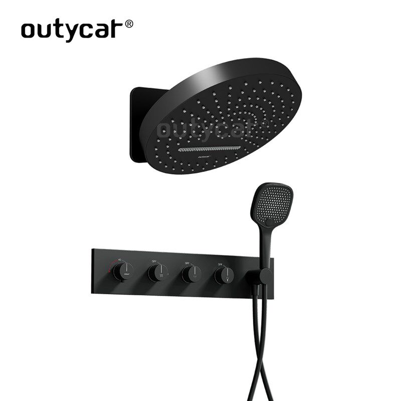 镜雨同款淋浴花洒全铜白色家用暗装花洒恒温3档淋浴花洒套装