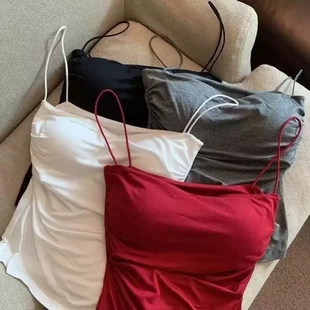 純色百搭經典 外穿吊帶背心帶胸墊美背性感上衣女 簡單百搭 夏季
