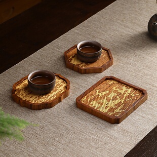 2025新品竹编茶具套装高雅干泡盘茶室家用茶托小茶桌天然雅致茶