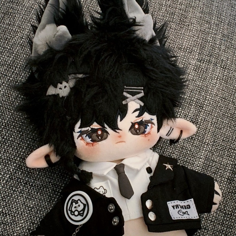 2025新款萌宠黑喵20厘米玩偶夹克卫衣棉花娃娃衣服可爱拉布布娃衣