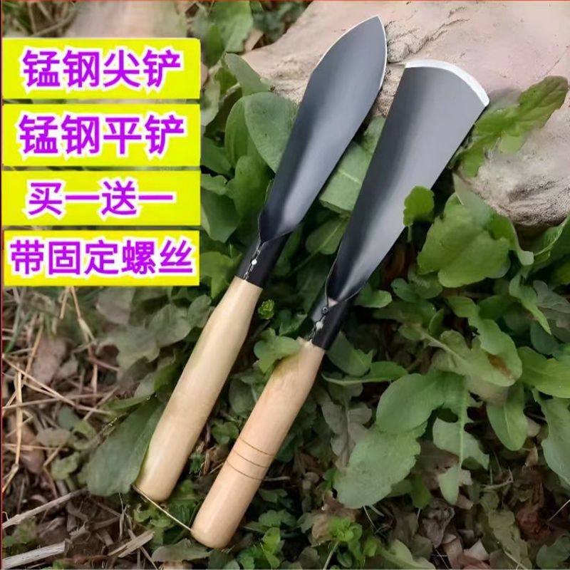 跨境多功能园艺工具铲子挖野菜赶海种花铲土不锈钢加厚铁锄除草铲