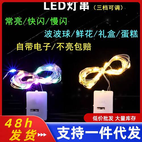 发光鲜花束串灯LED小彩灯礼盒灯串迷你蛋糕装饰闪灯灯笼电子灯芯