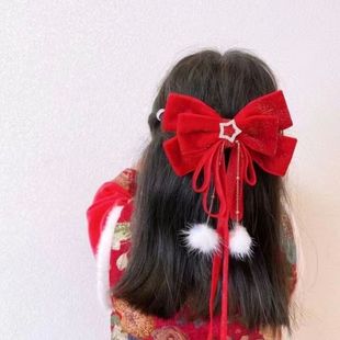 2025新款仙气飘飘古风发饰蝴蝶结飘带发卡汉服头饰