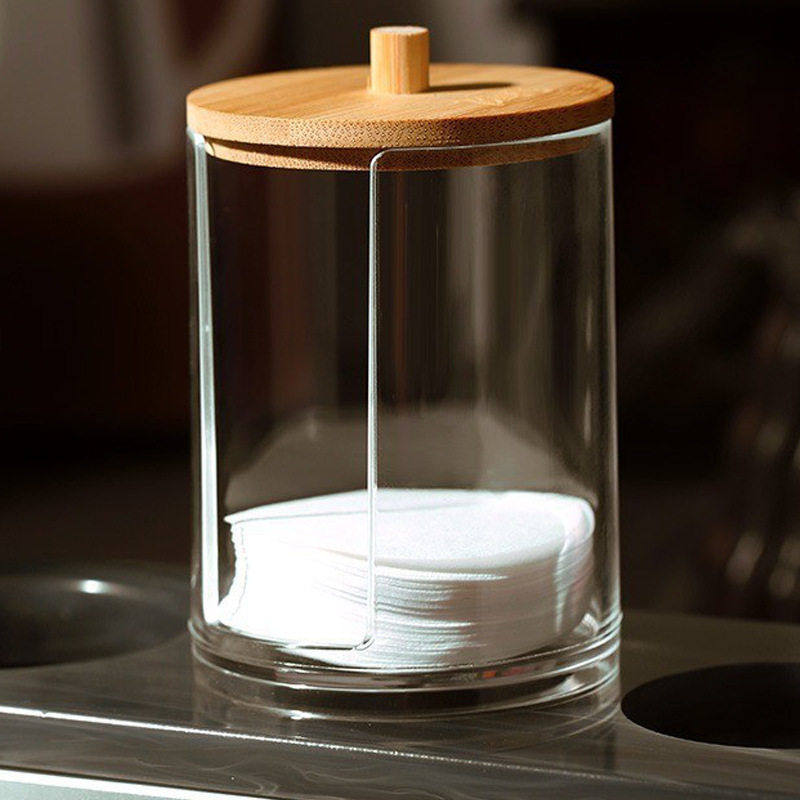 棉签收纳盒圆球竹盖卸妆化妆棉收纳盒亚克力圆形透明容器浴盐容器,收纳整理,化妆箱/盒,淘宝优惠券,粉丝福利购,淘宝优惠卷