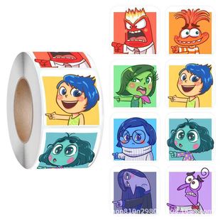 500贴 饰手账卡通可爱贴纸封口贴 卷卡通头脑特工队贴纸ins装