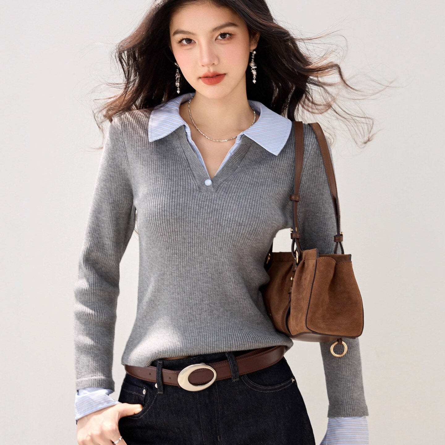 G2101跨境日系品牌女装针织毛衣秋冬新款内搭软糯绵羊猫保暖上衣